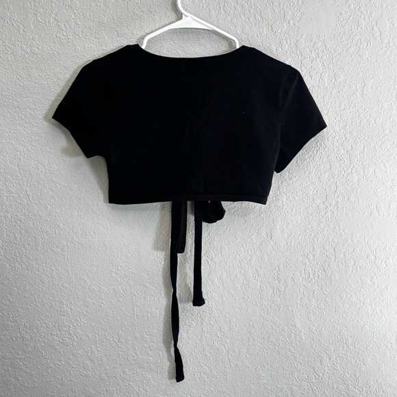 Adika Black Tie-Front Crop Top - Picture 2 of 3